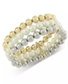 Charter Club | Two-Tone 3-Pc. Set Imitation Pearl Stretch Bracelets, Created for Macy's,商家Macy's,价格¥221