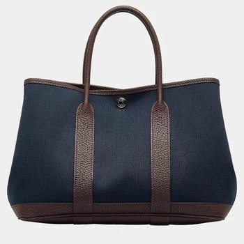 [二手商品] Hermes | Hermes Navy Blue/Brown Toile Garden Party TPM 