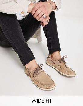 推荐Dune London Wide Fit Jacob loafers in ecru leather商品