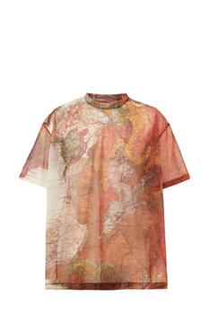 推荐Map print mesh T-shirt featuring orange商品