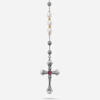 推荐Konstantino Kleos Sterling Silver and 18K Yellow Gold, Pearl and Pink Tourmaline Lariat Necklace商品