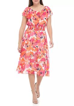 Sandra Darren, Sandra Darren | Women's Floral Off the Shoulder Belted Chiffon Dress商品图片 2.5折×额外8.5折, 额外八五折