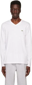 Lacoste | White V-Neck Long Sleeve T-Shirt 5.1折