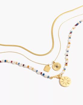Madewell | Three-Piece Etched Beaded Necklace Set商品图片,8.4折, 满$100享7.5折, 满折