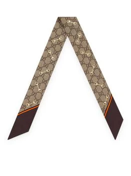 Gucci | GG print silk bow with clamps 独家减免邮费