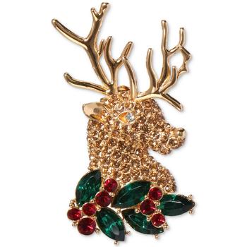 商品Gold-Tone Multicolor Pavé & Stone Reindeer Pin, Created for Macy's,商家Macy's,价格¥216图片