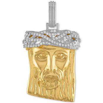 Esquire Men's Jewelry | Cubic Zirconia Jesus Portrait Pendant in Sterling Silver & 14k Gold-Plate, Created for Macy's商品图片,6折×额外8.5折, 额外八五折