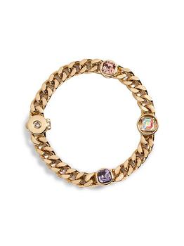 商品Lyra 12K-Gold-Plated & Crystal Curb-Chain Bracelet图片