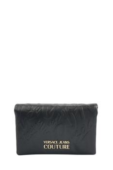 Versace | Black shoulder bag for women with all-over Lettering Gold商品图片,额外9折, 额外九折