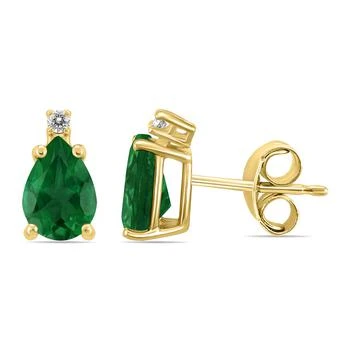 Monary | 14K Yellow Gold 5x3MM Pear Emerald and Diamond Earrings,商家Premium Outlets,价格¥1200