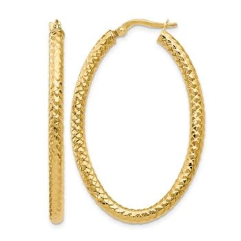Diamond2Deal | 14K Yellow Gold Polished and Textured Hoop Earrings 42mm,商家Premium Outlets,价格¥4264