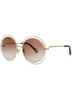 chloe 墨镜是什么牌子, Chloé | Carlina gold-tone round-frame sunglasses商品图片 