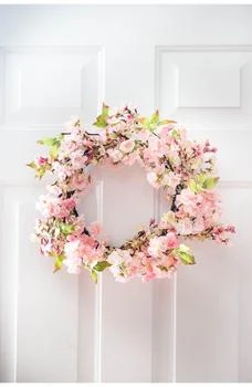 NEARLY NATURAL | 24" Cherry Blossom Wreath,商家Nordstrom Rack,价格¥686
