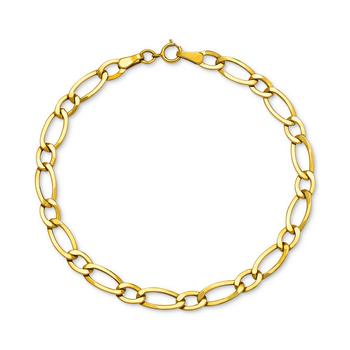商品Figaro Polished Link Chain Bracelet in 10k Gold图片