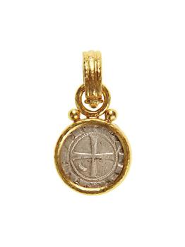 商品19K Yellow Gold & Ancient Silver "Crusader" Coin Pendant图片