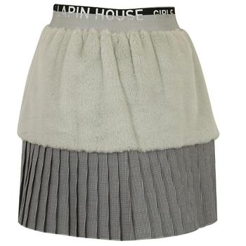 推荐Grey Black & White Houndstooth Check & Faux Fur Skirt商品