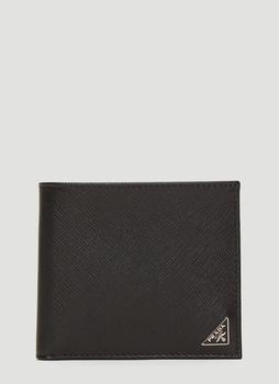 Prada | Saffiano Leather Bi-fold Wallet in Black商品图片,