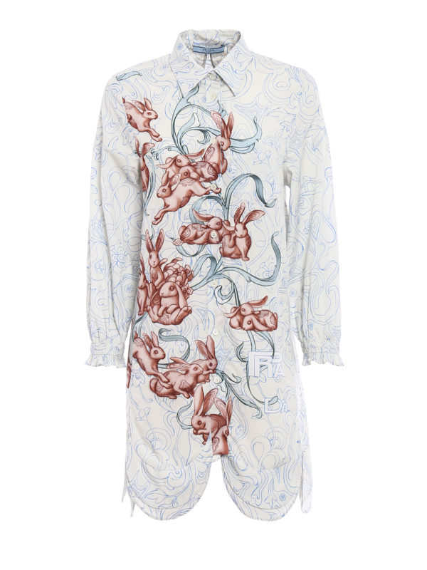 Prada | PRADA 女士印花棉质长款衬衫 P426C-H5A-F0009商品图片,独家减免邮费