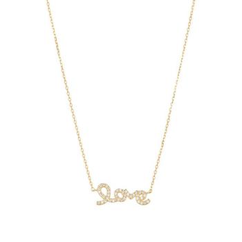 推荐Adornia Cursive Love Necklace 14k Yellow Gold Vermeil Crystal商品