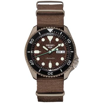 推荐Men's Automatic 5 Sports Brown Nylon Strap Watch 43mm商品