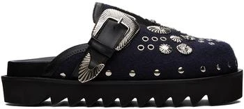推荐SSENSE Exclusive Black & Navy Studded Loafers商品