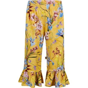 MOLO | The art of flowers print trousers in yellow,商家BAMBINIFASHION,价格¥368