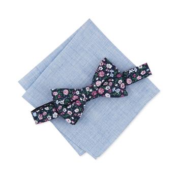 Bar III | Men's Floral Pre-Tied Bow Tie & Solid Pocket Square Set, Created for Macy's商品图片,4折×额外8折, 独家减免邮费, 额外八折