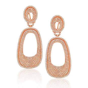 Suzy Levian | Suzy Levian Sterling Silver Cubic Zirconia Pave Rose Earrings商品图片,9.4折