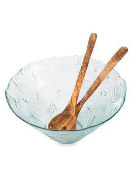 French Home | Coastal Recycled Glass Salad Bowl & Olivewood Servers,商家Saks OFF 5TH,价格¥300