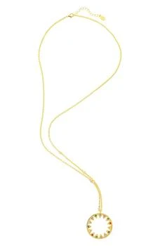 Rivka Friedman | 18K Yellow Gold Clad Rainbow Crystal Open Sun Circle Pendant Necklace,商家Nordstrom Rack,价格¥900