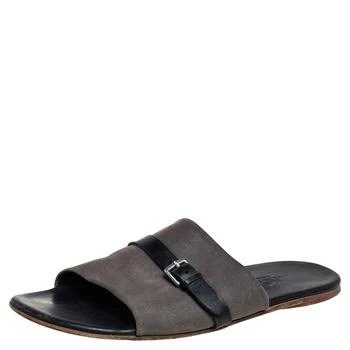 [二手商品] Hermes | Hermes Grey/Black Suede And Leather Slide Sandals Size 41 3.7折