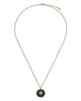 Gucci | 18K Yellow Gold Interlocking Diamond & Black Onyx Pendant Necklace, 27",商家Bloomingdale's,价格¥25254