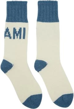 AMI | Off-White & Blue Logo Socks 