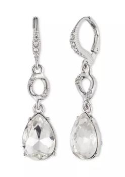 Givenchy | Silver Tone Crystal Pear Double Drop Earrings商品图片,