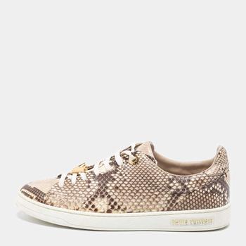 lv鞋真假, [二手商品] Louis Vuitton | Louis Vuitton Two-Tone Python Leather Frontrow Low-Top Sneakers Size 37.5商品图片 