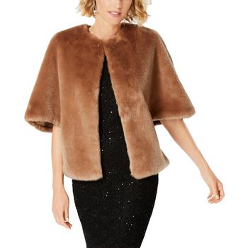推荐Adrianna Papell Womens Winter Poncho Faux Fur Jacket商品