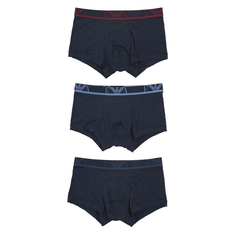 时尚阿玛尼内裤男装, Emporio Armani | EMPORIO ARMANI 男士拼色棉质四角内裤三件套 111357-1A715-64135商品图片 满$100享9.5折, 满折