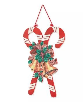 Glitzhome | 20" H Wooden Christmas Candy Cane Wall Decor,商家Macy's,价格¥112
