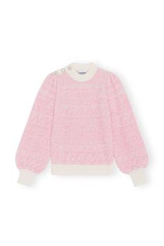 推荐Ganni Pink Logo wool Pullover商品
