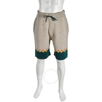 推荐Burberry Men's Sesame Gunley Fair Isle Wool Drawcord Shorts, Size Medium商品