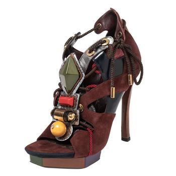 lv长筒靴, [二手商品] Louis Vuitton | Louis Vuitton Brown Suede And Leather Embellished Ankle Boots Size 38商品图片 7.6折, 满1件减$100, 满减