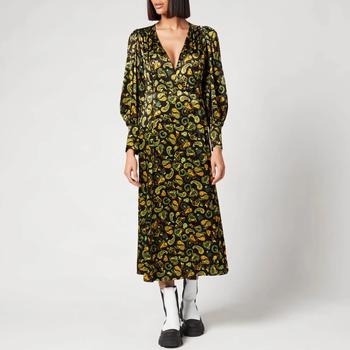 ganni裙, Ganni | Ganni Women's Viscose Satin Dress - Black商品图片 4折