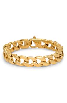 商品HMY JEWELRY | Men's 18K Gold Plated Stainless Steel Curb Chain Bracelet,商家Nordstrom Rack,价格¥326图片