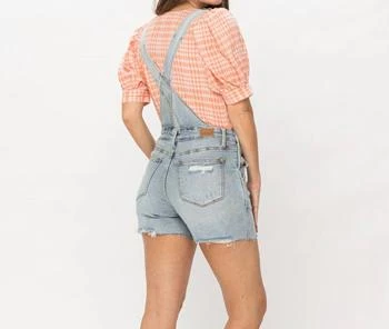 推荐High Waisted Destroy Short Overall In Blue商品