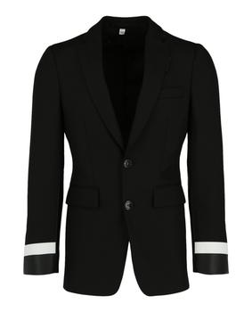推荐Leather Cuff Wool Tailored Jacket商品