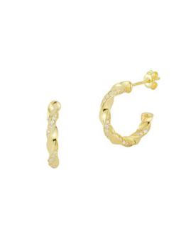 商品Chloe & Madison | 14K Goldplated Sterling Silver & Cubic Zirconia Twisted Hoop Earrings,商家Saks OFF 5TH,价格¥435图片