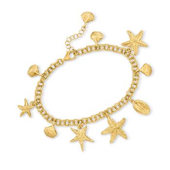 推荐Ross-Simons Italian 18kt Gold Over Sterling Sea Life Charm Bracelet商品