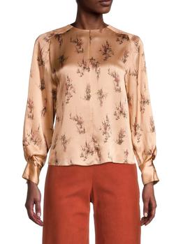 vince真丝, Vince | Wisteria Long-Sleeve Silk Top商品图片 4.3折