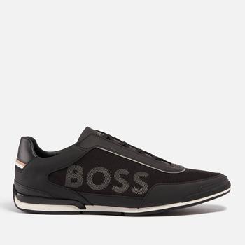 推荐BOSS Saturn Faux Suede and Faux Leather-Trimmed Canvas Trainers商品