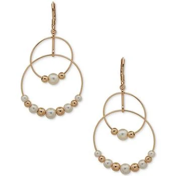 Anne Klein | Gold-Tone & Imitation Pearl Beaded Ring Orbital Drop Earrings 独家减免邮费
